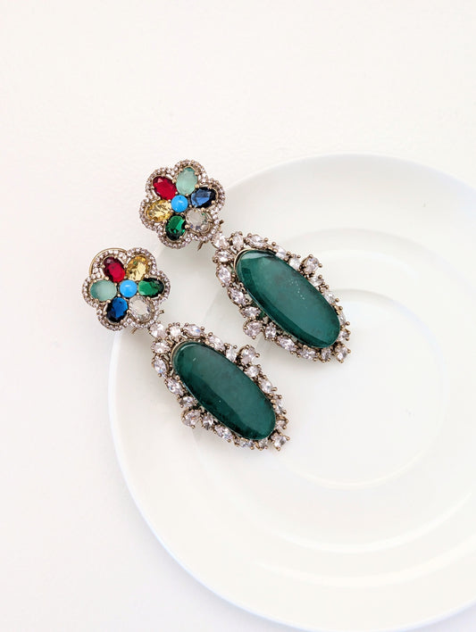 Rang Mahal Earrings - Dark Green