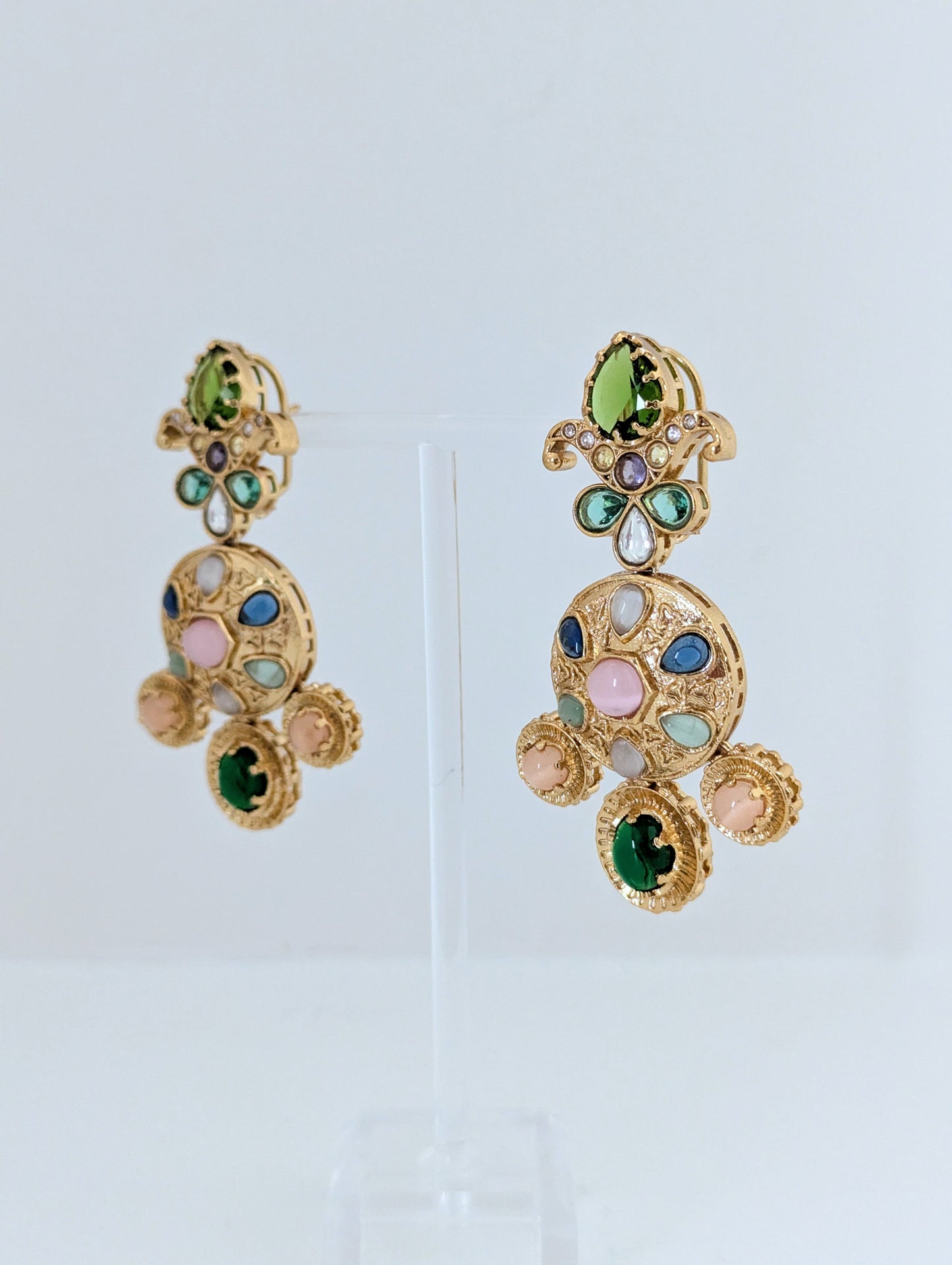Aurora Charm Earrings (Green Stone)