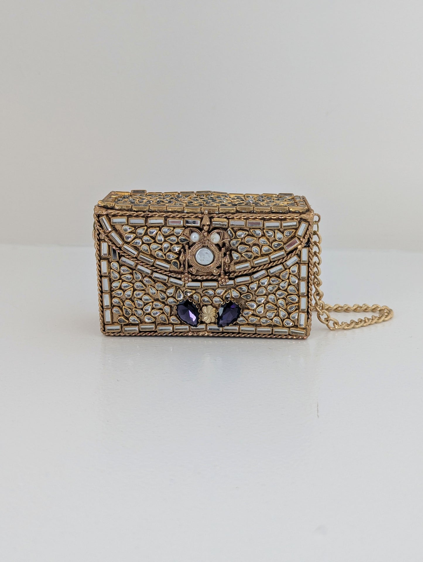 Amora Mini Kundan Clutch - Amethyst