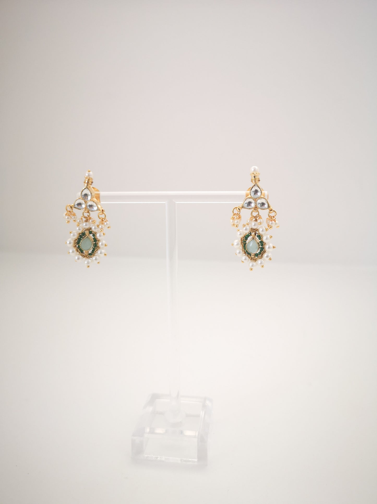 Pachi Kundan Set - Light Blue, Sage Green and Beige