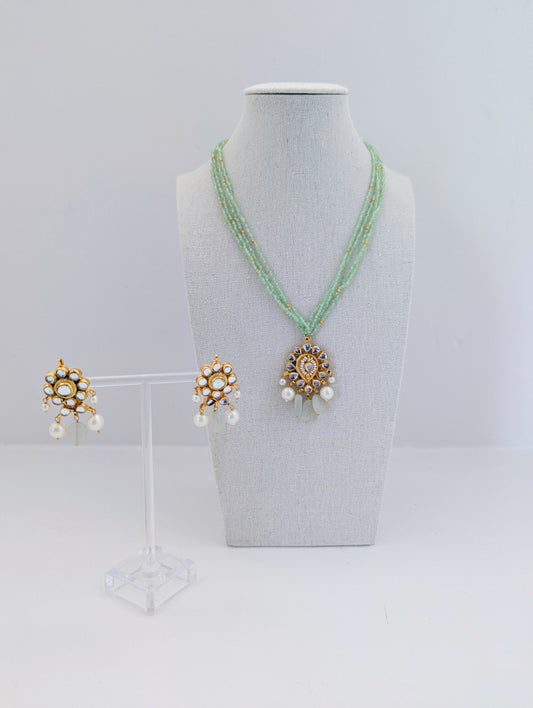 Pachi Kundan Set - Mint Green