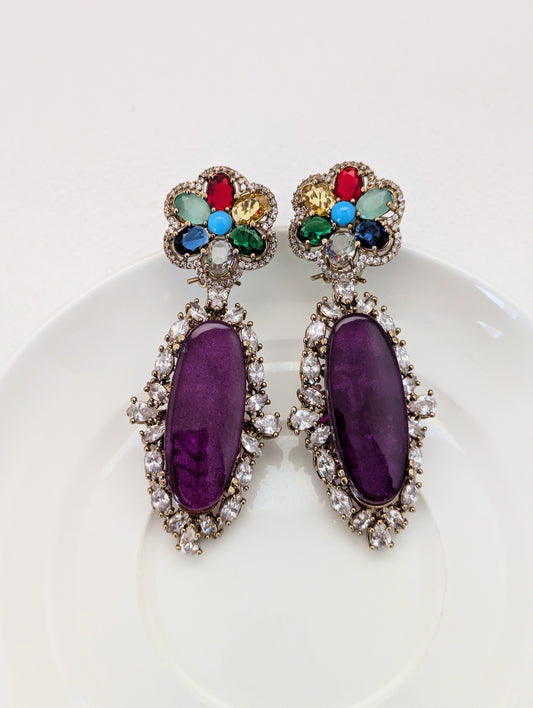 Rang Mahal Earrings - Dark Purple