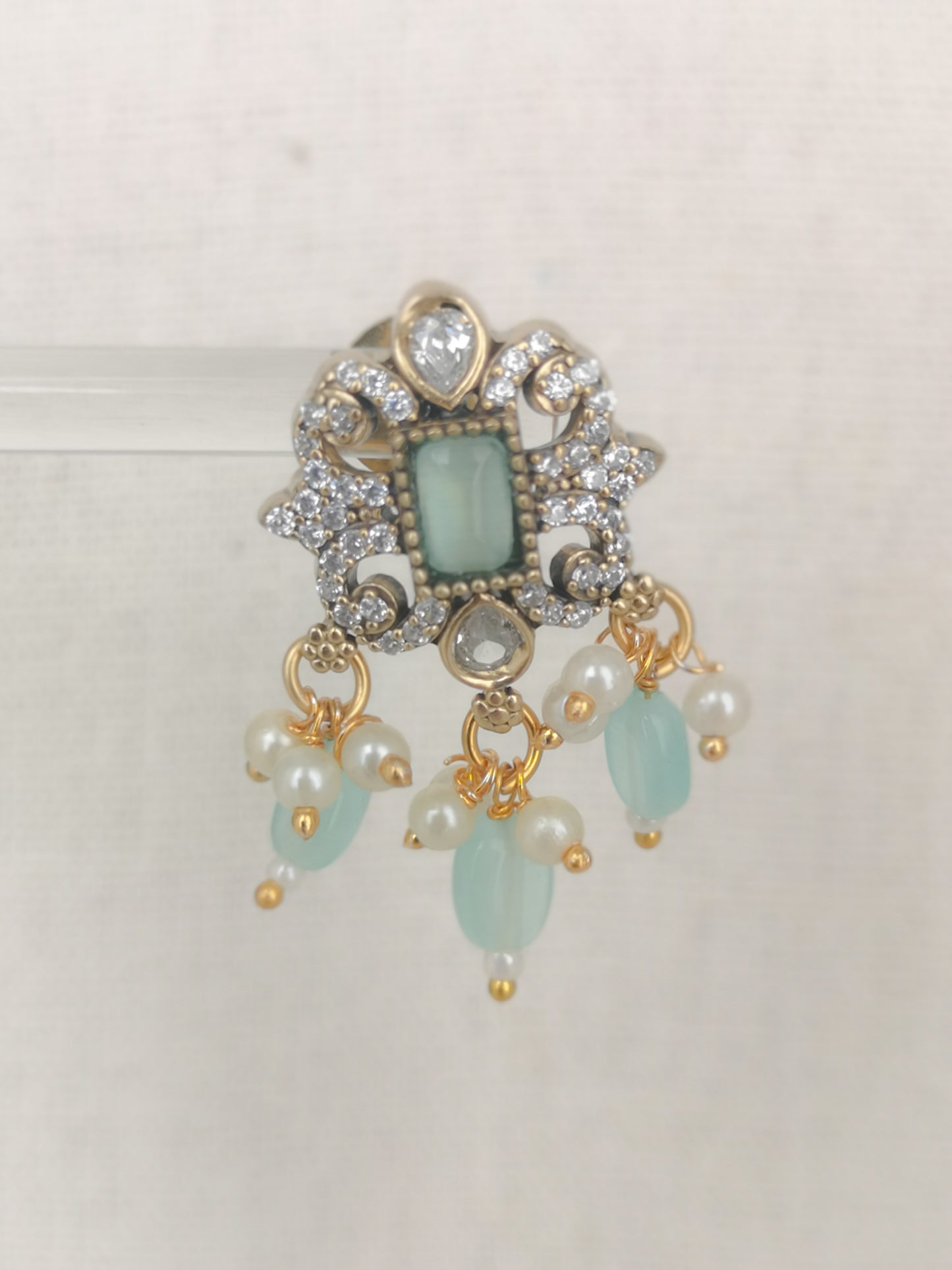 Victorian Choker Set - Pastel Green (Earrings and Necklace), 15" length