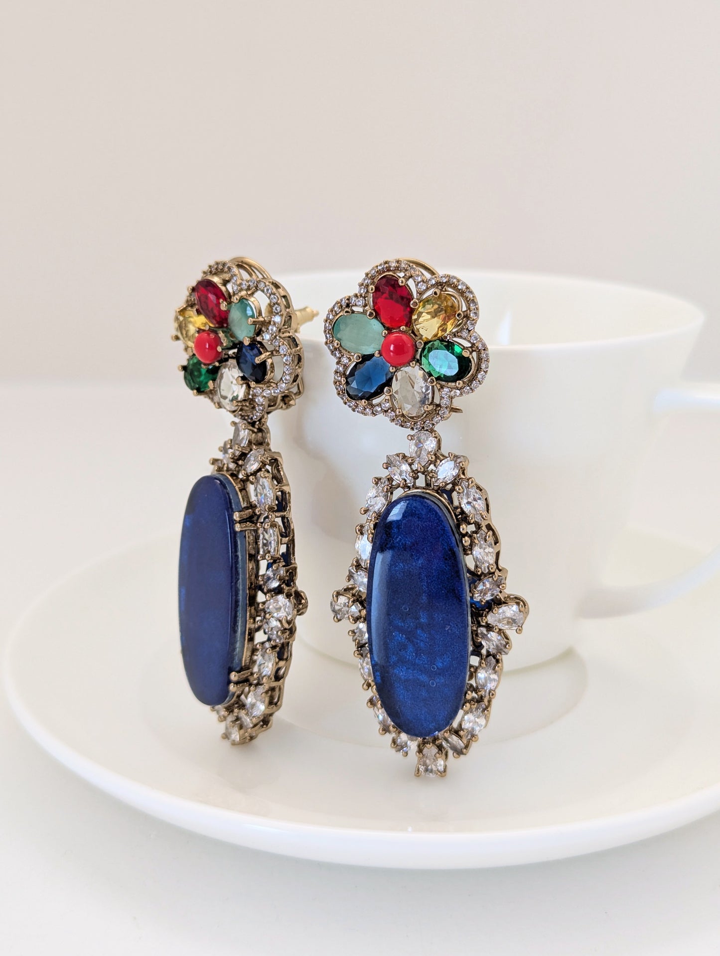Rang Mahal Earrings - Dark Blue