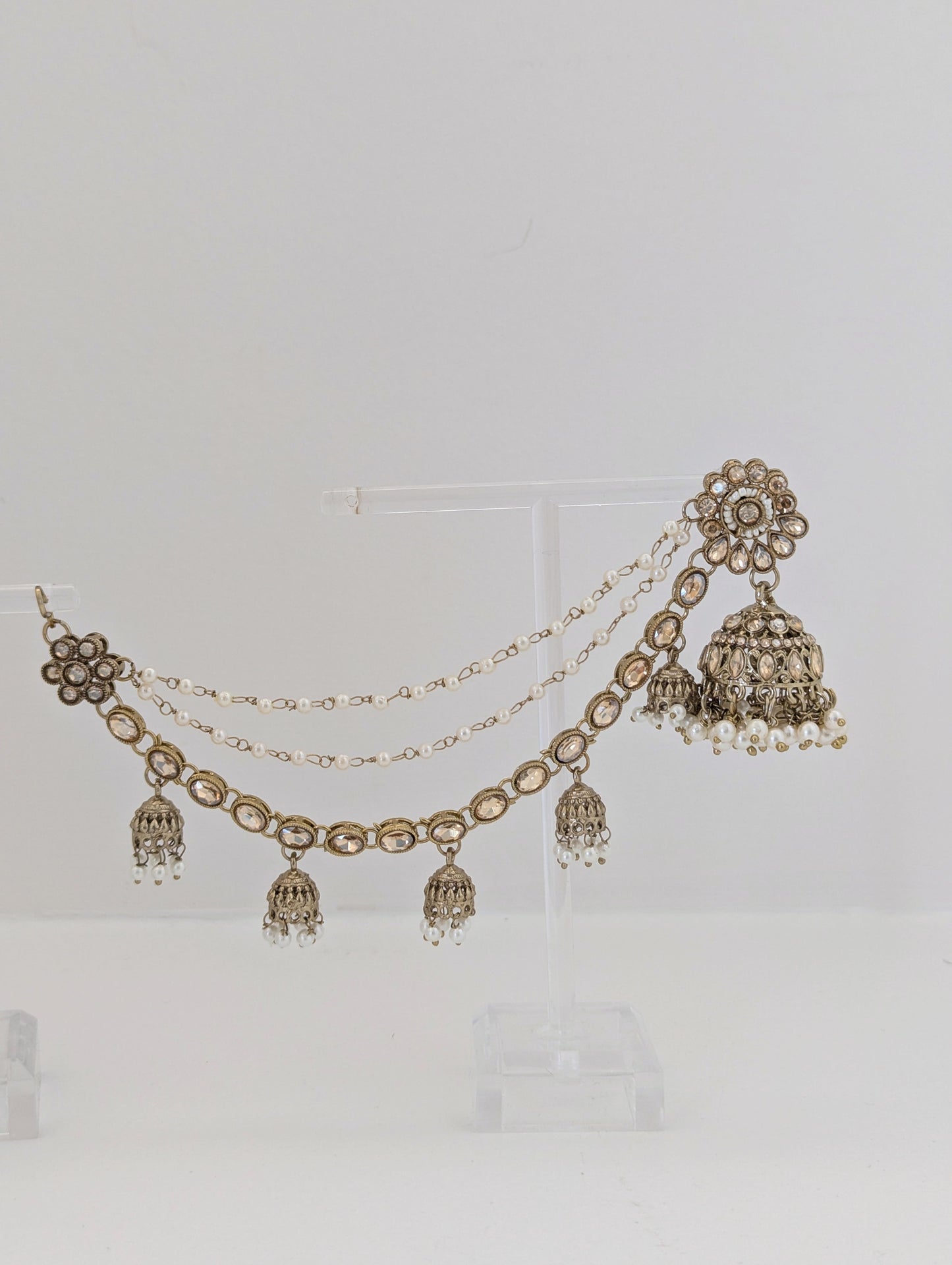 Jhumke and Tikka Set - Meher Champagne/Bronze
