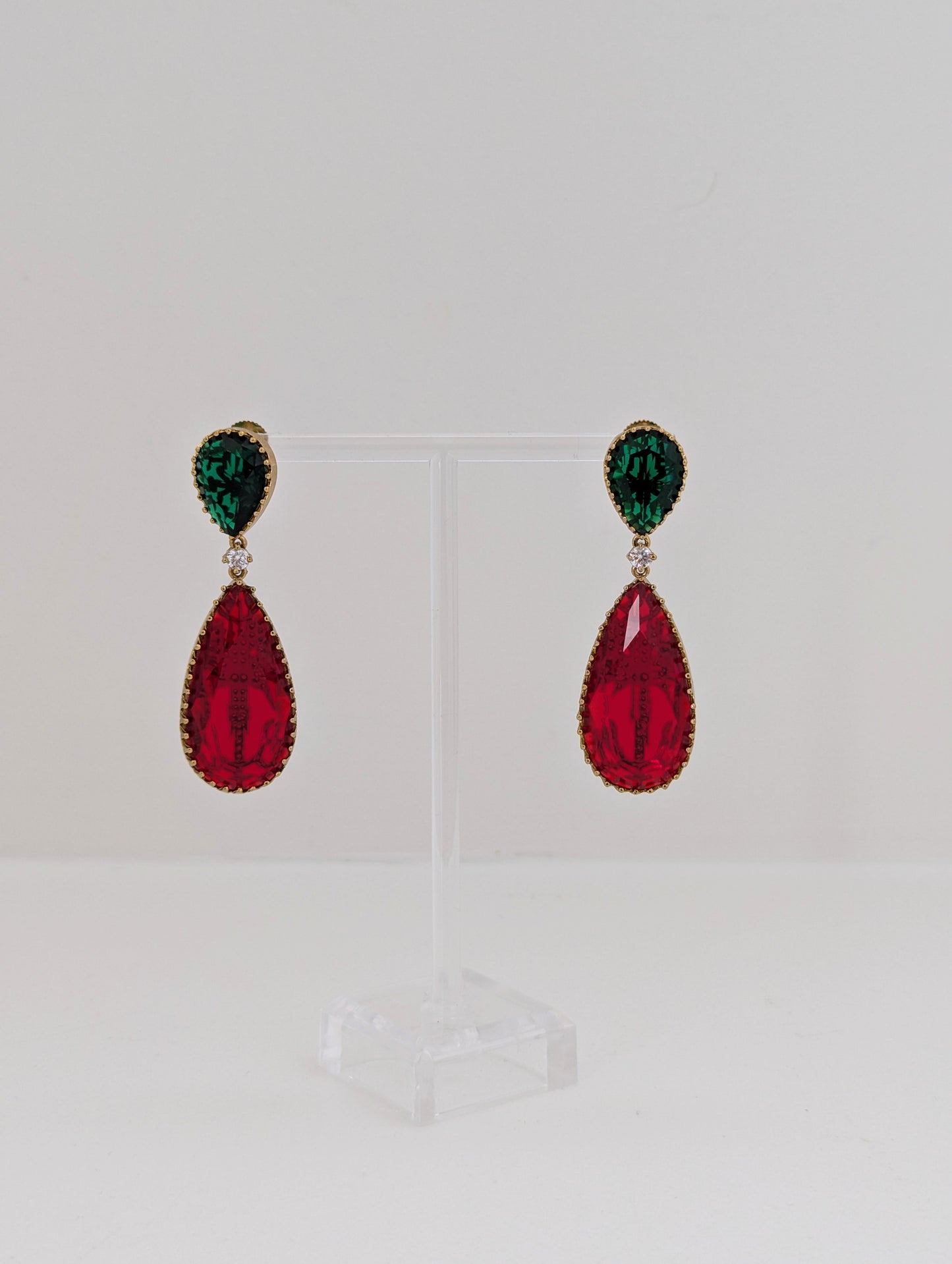 Elysia Earrings - Red and Green