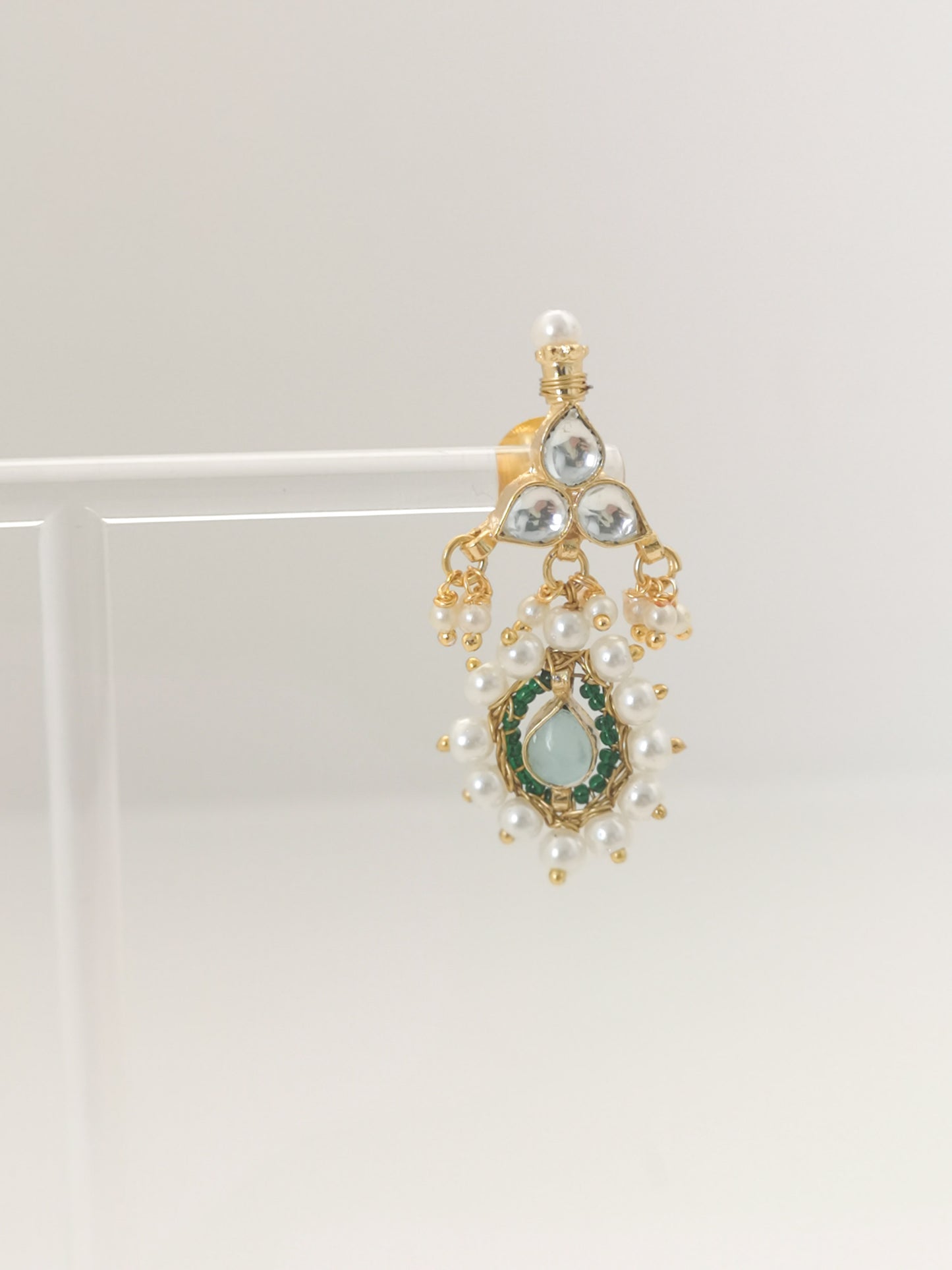 Pachi Kundan Set - Light Blue, Sage Green and Beige