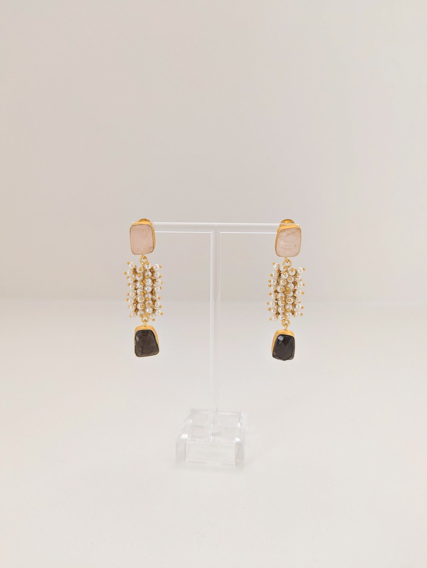 Classic Mimi - Freshwater Pearls Collection - Rose Quartz, Smoky Quartz and Pearls