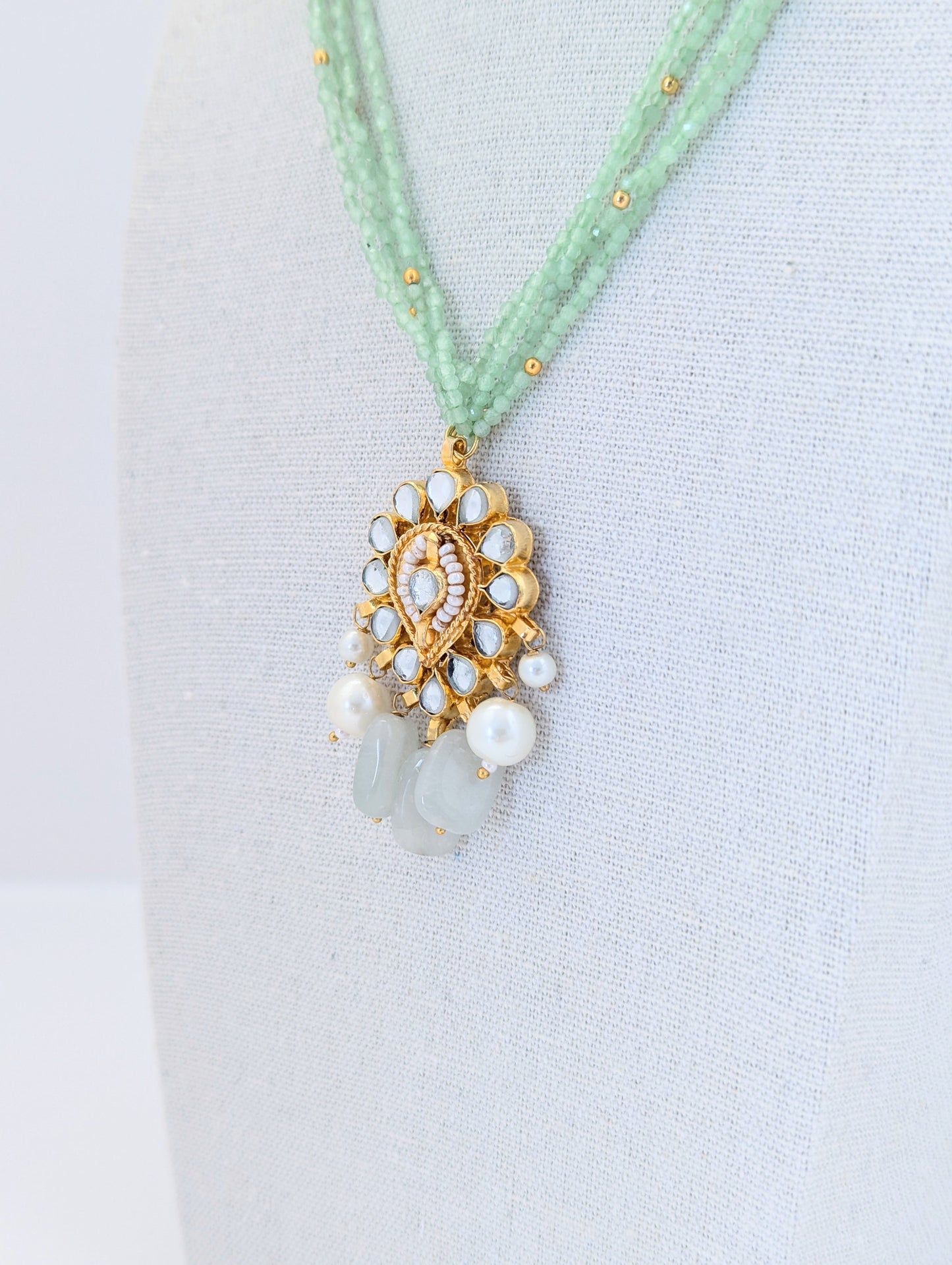 Pachi Kundan Set - Mint Green