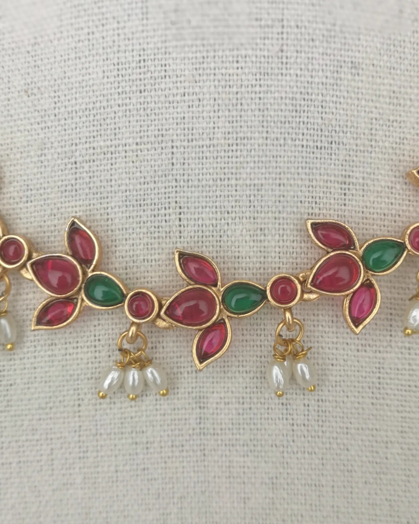 Temple Jewelry - Lotus Set with Pearls (Earrings and Necklace)