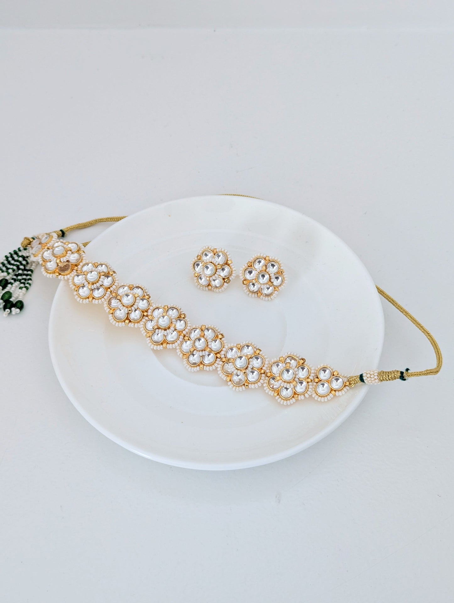 Pachi Kundan Set - Pearl Blossom