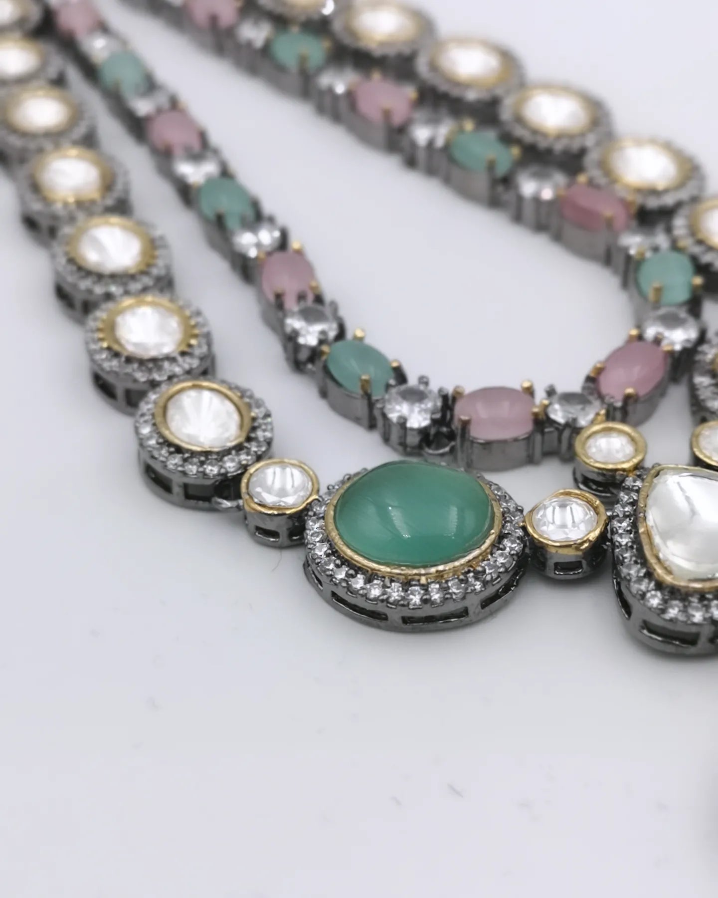 Stone Set - Pink & Mint (Earrings and Necklace)