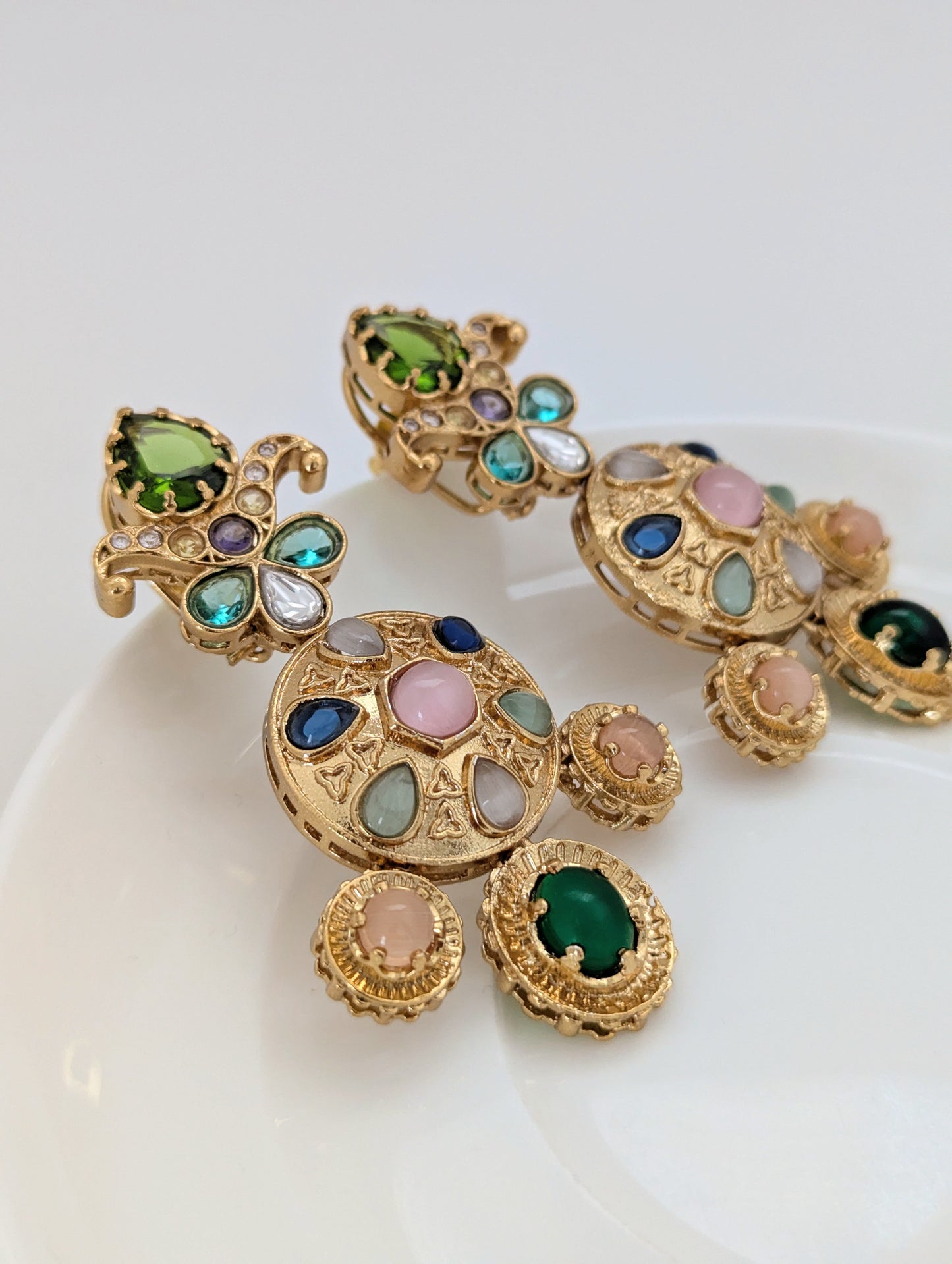 Aurora Charm Earrings (Green Stone)