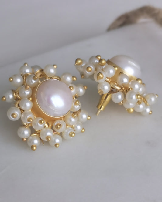 Classic Mimi Freshwater Pearl Earrings - Gold Plated - Fancy Studs
