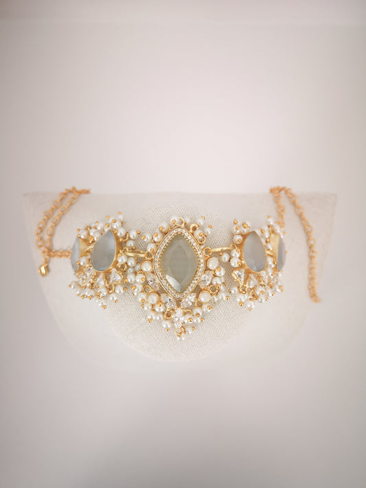 Classic Mimi Freshwater Pearl Collection - Mona Lisa Crystals and Zircon, Gold Plated - Grey/Silver Set