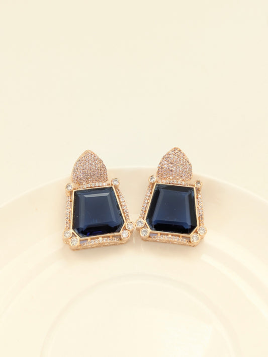 Prismatic Stone Earrings - Dark Blue