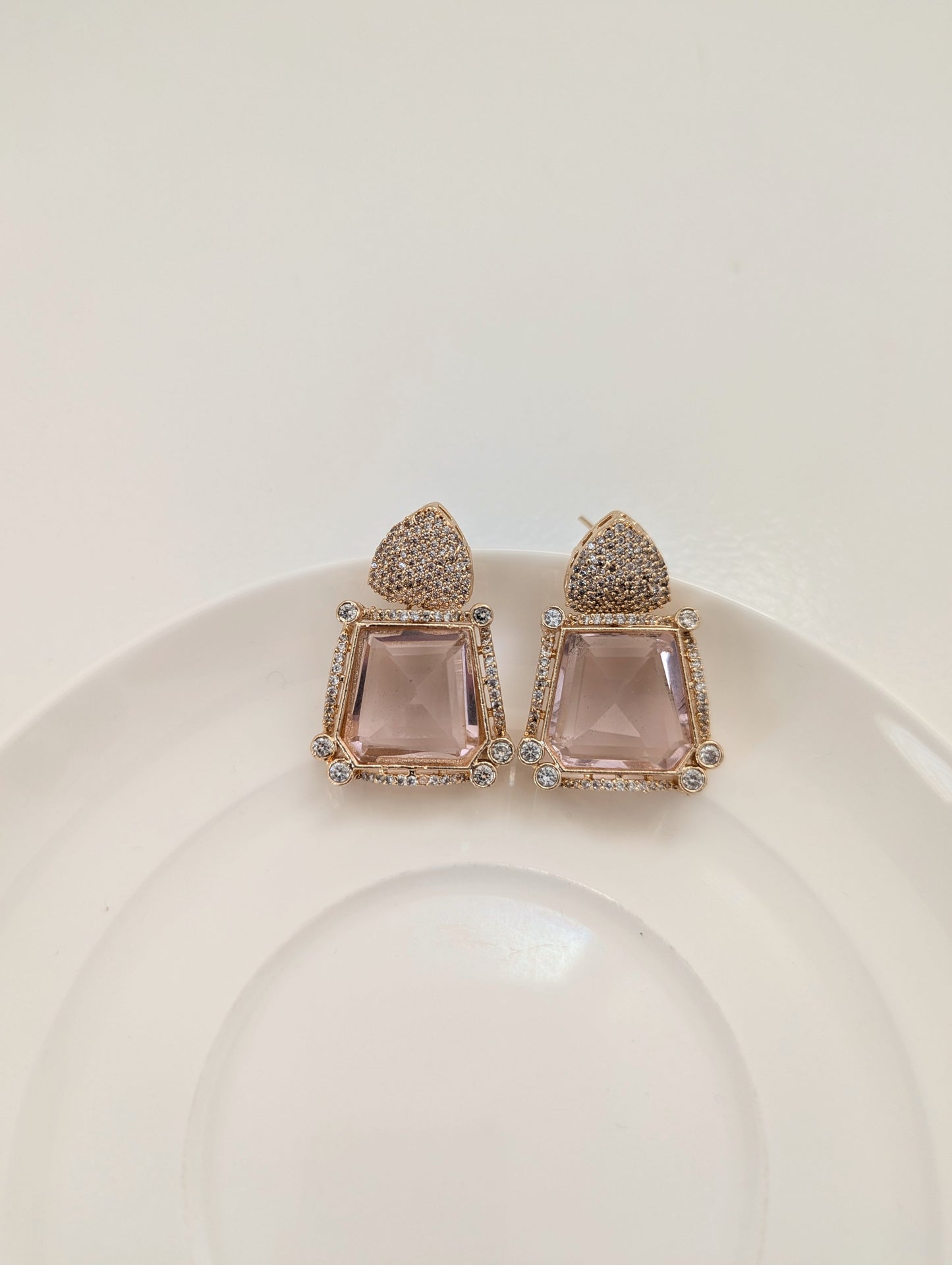 Prismatic Stone Earrings - Pink