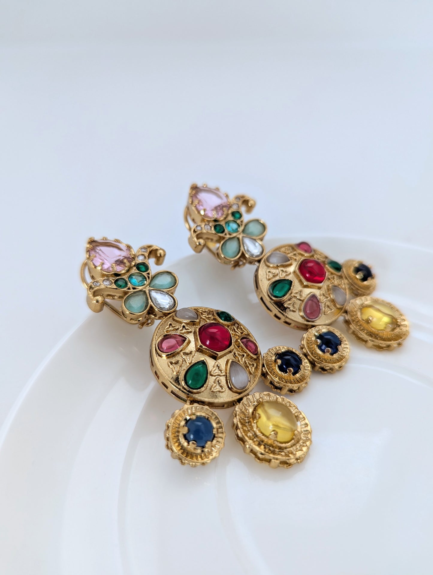 Aurora Charm Earrings - Pink Stone