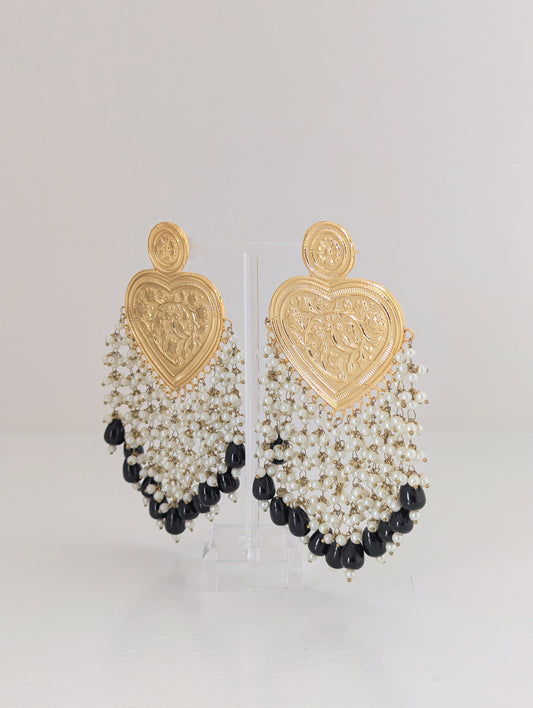 Thapa Statement Earrings - Black
