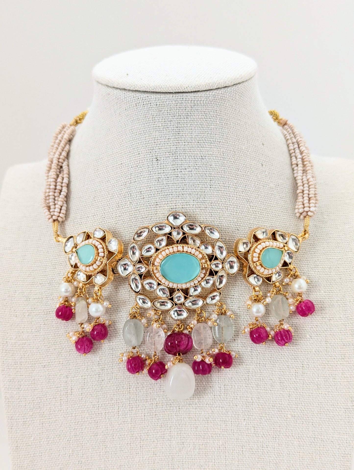 Pachi Kundan Set - Turquoise Royale