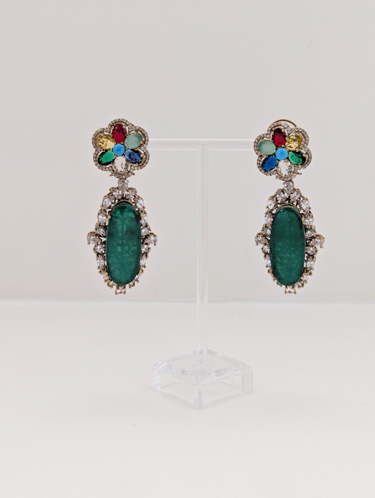 Rang Mahal Earrings - Dark Green
