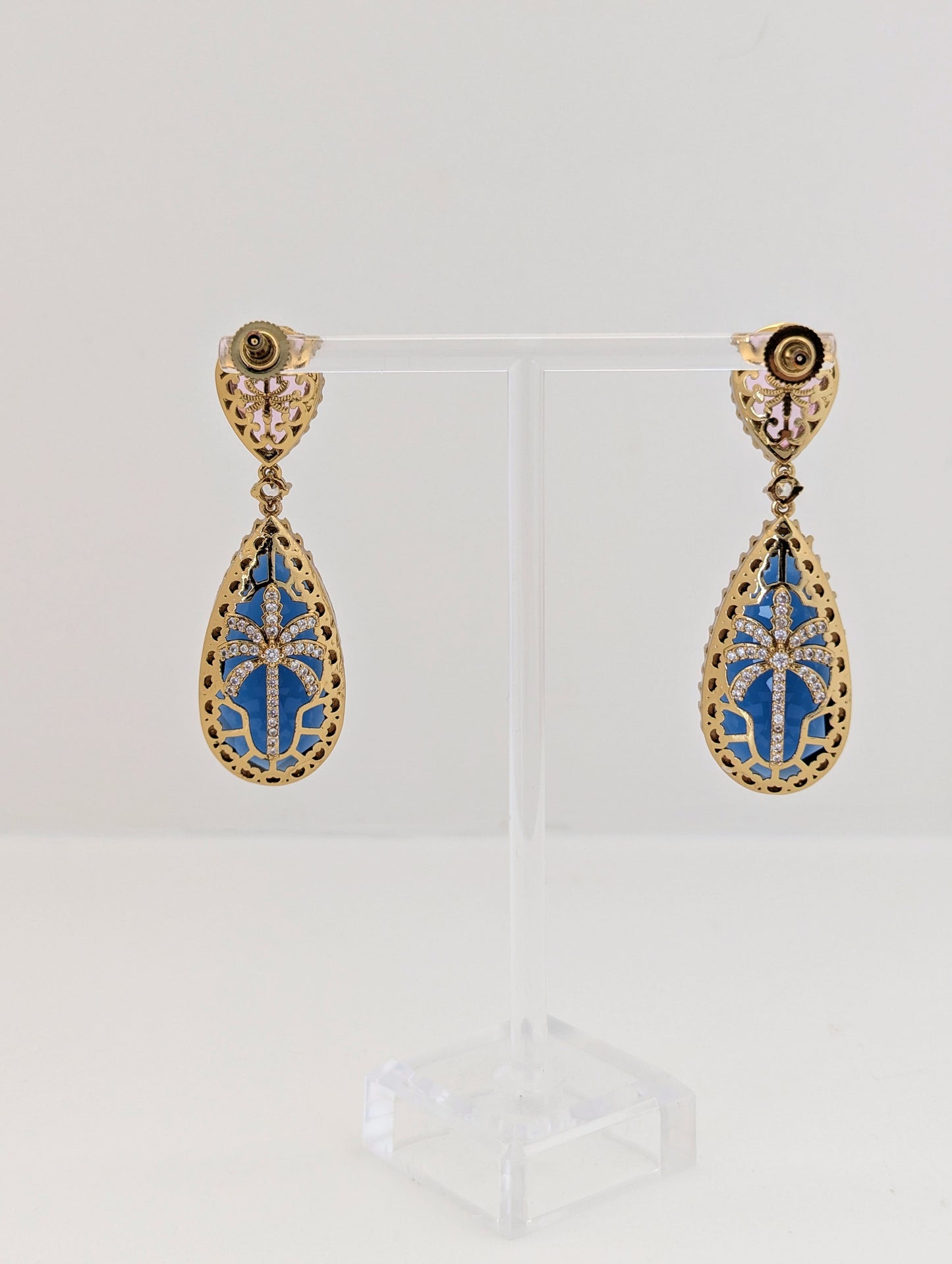 Elysia Earrings - Pink and Dark Blue