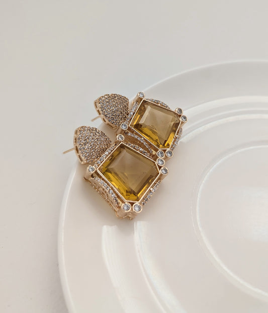 Prismatic Stone Earrings - Yellow