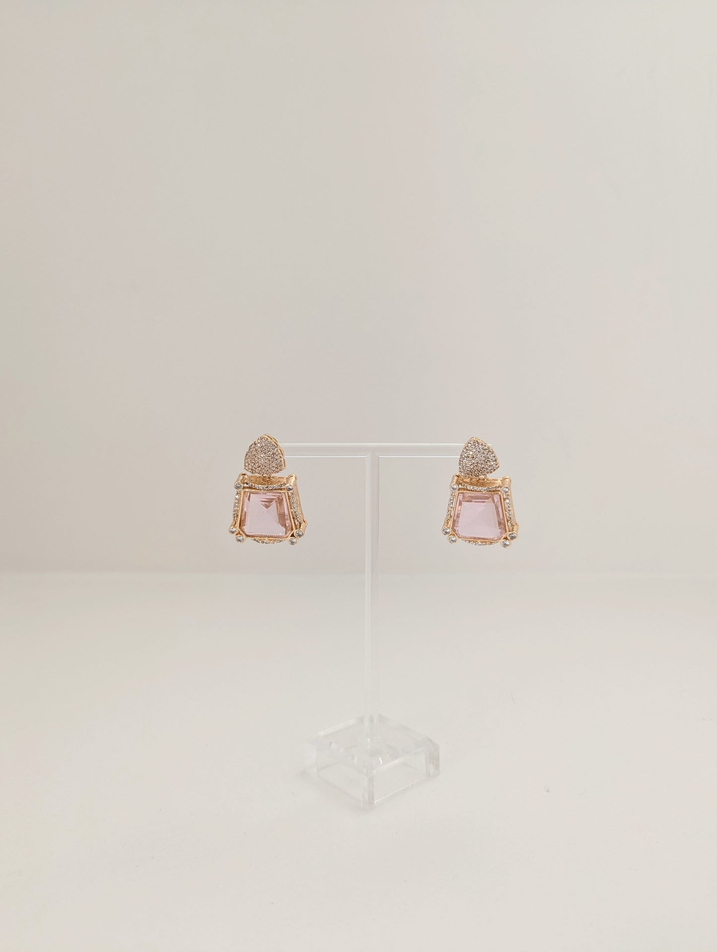 Prismatic Stone Earrings - Pink