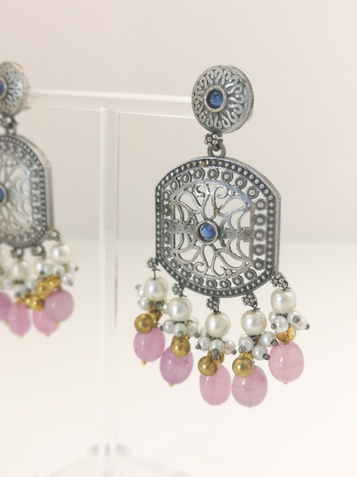 Earrings - Grey, Pink and Navy