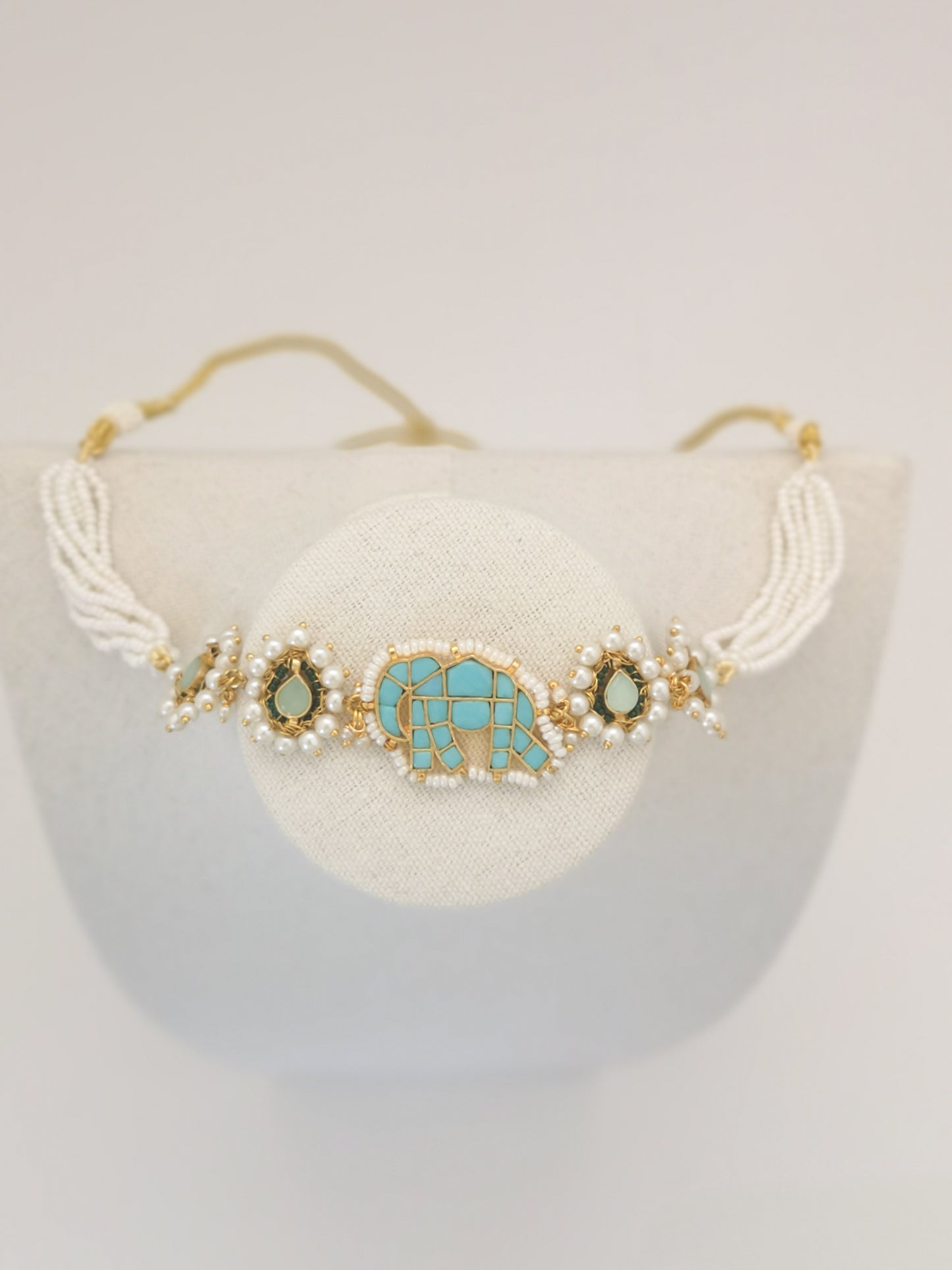 Pachi Kundan Set - Light Blue, Sage Green and Beige