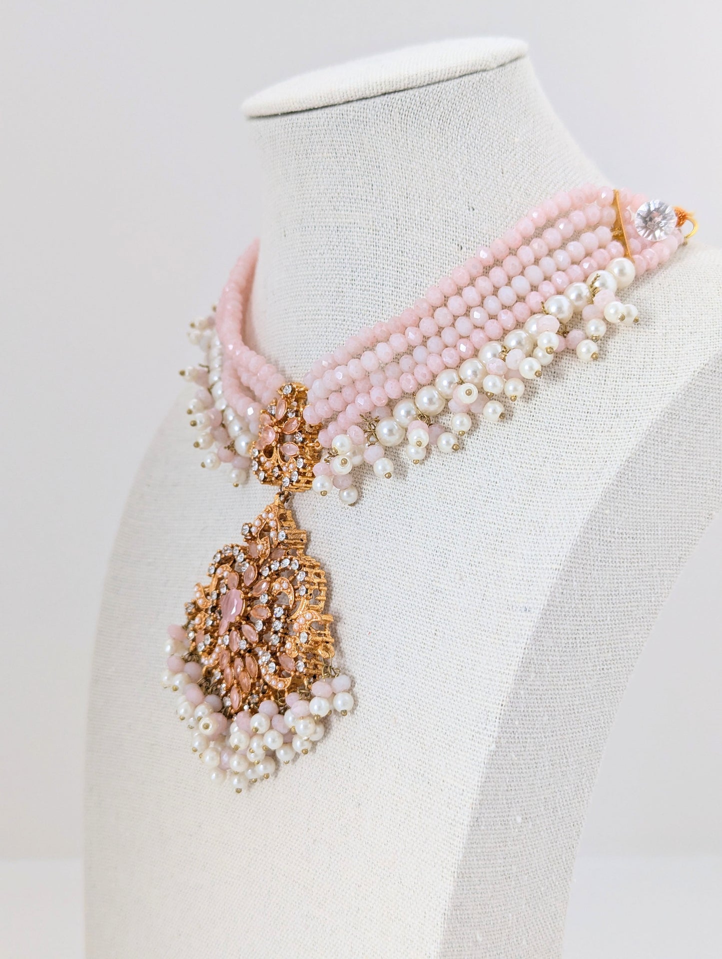 Rose Pearl Set with Rhinestones