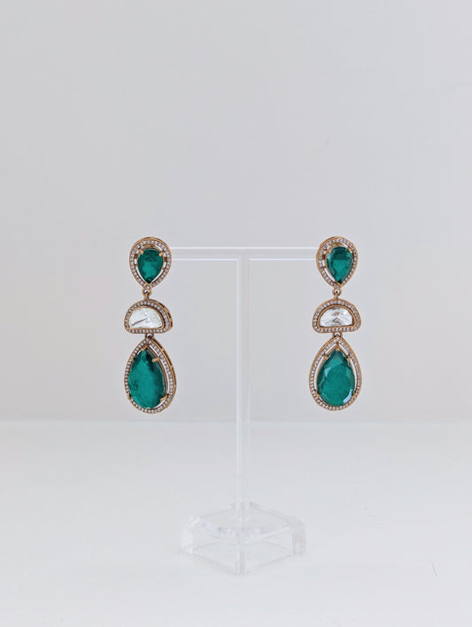 Doublet Stone Earrings - Royal Green