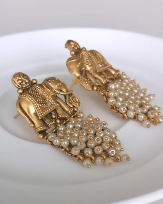 Temple Jewelry - Elephant Design Earrings
