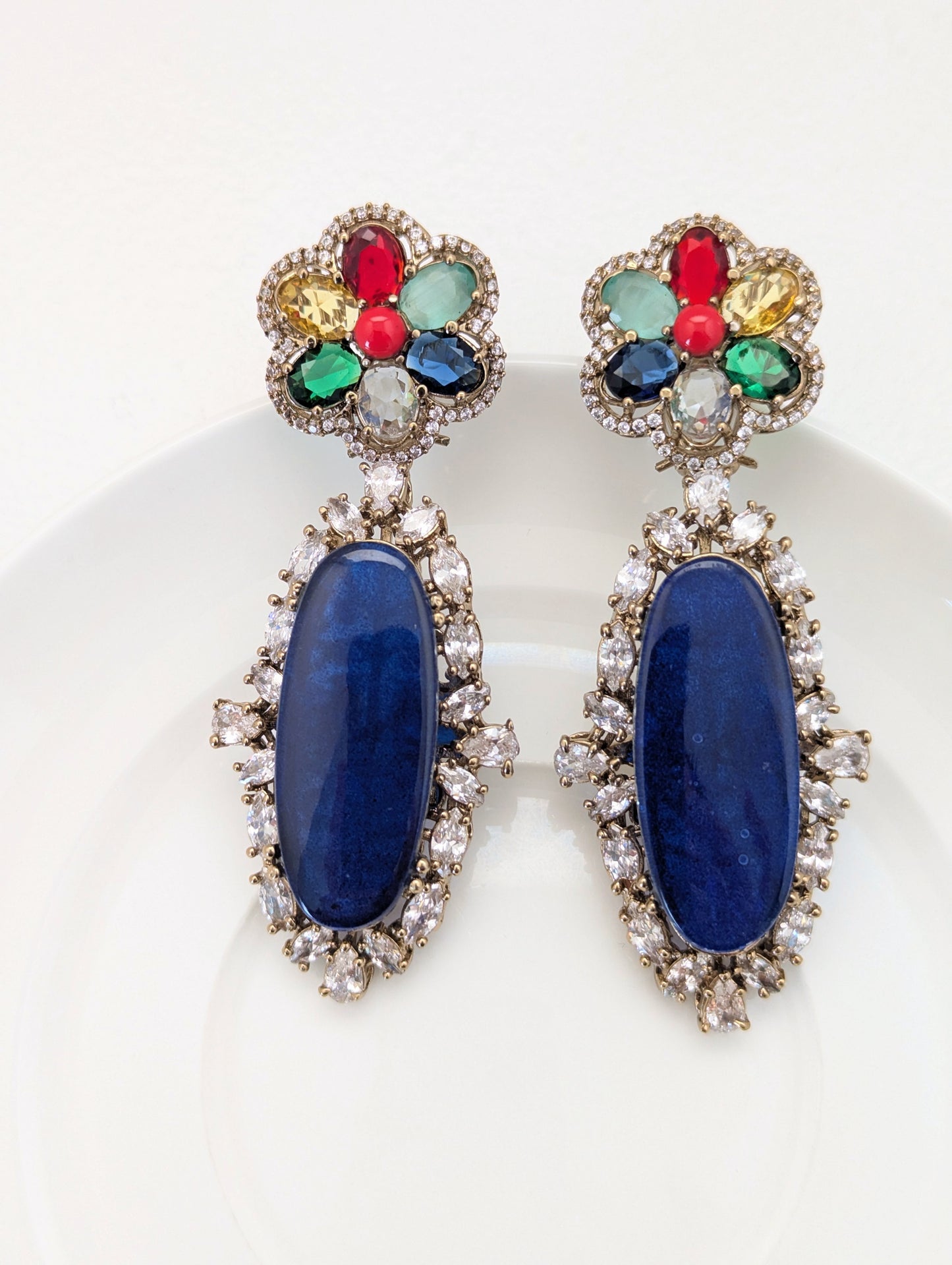 Rang Mahal Earrings - Dark Blue