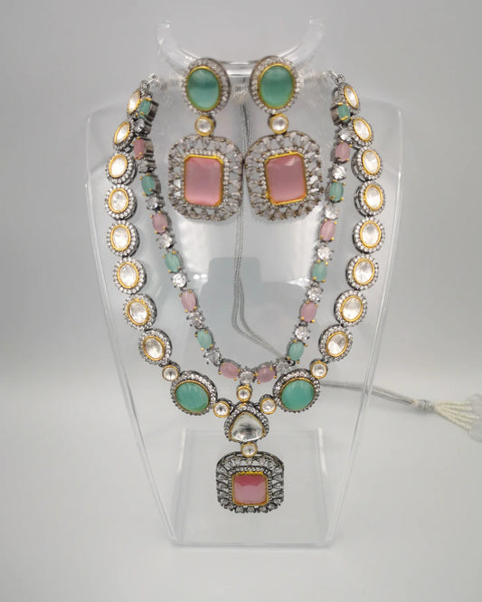 Stone Set - Pink & Mint (Earrings and Necklace)