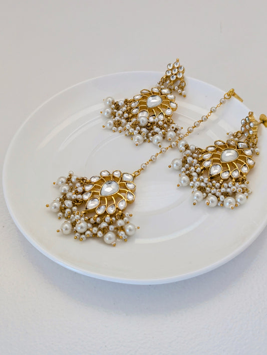 Fira - Jhumke and Tikka Set - Pearl