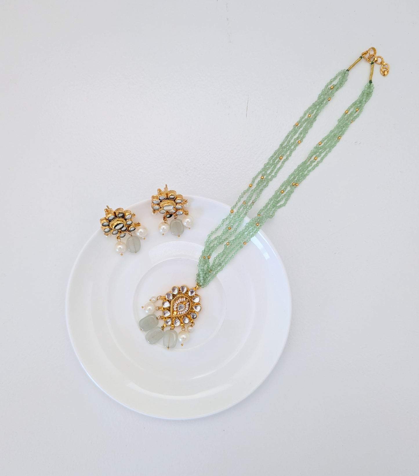 Pachi Kundan Set - Mint Green