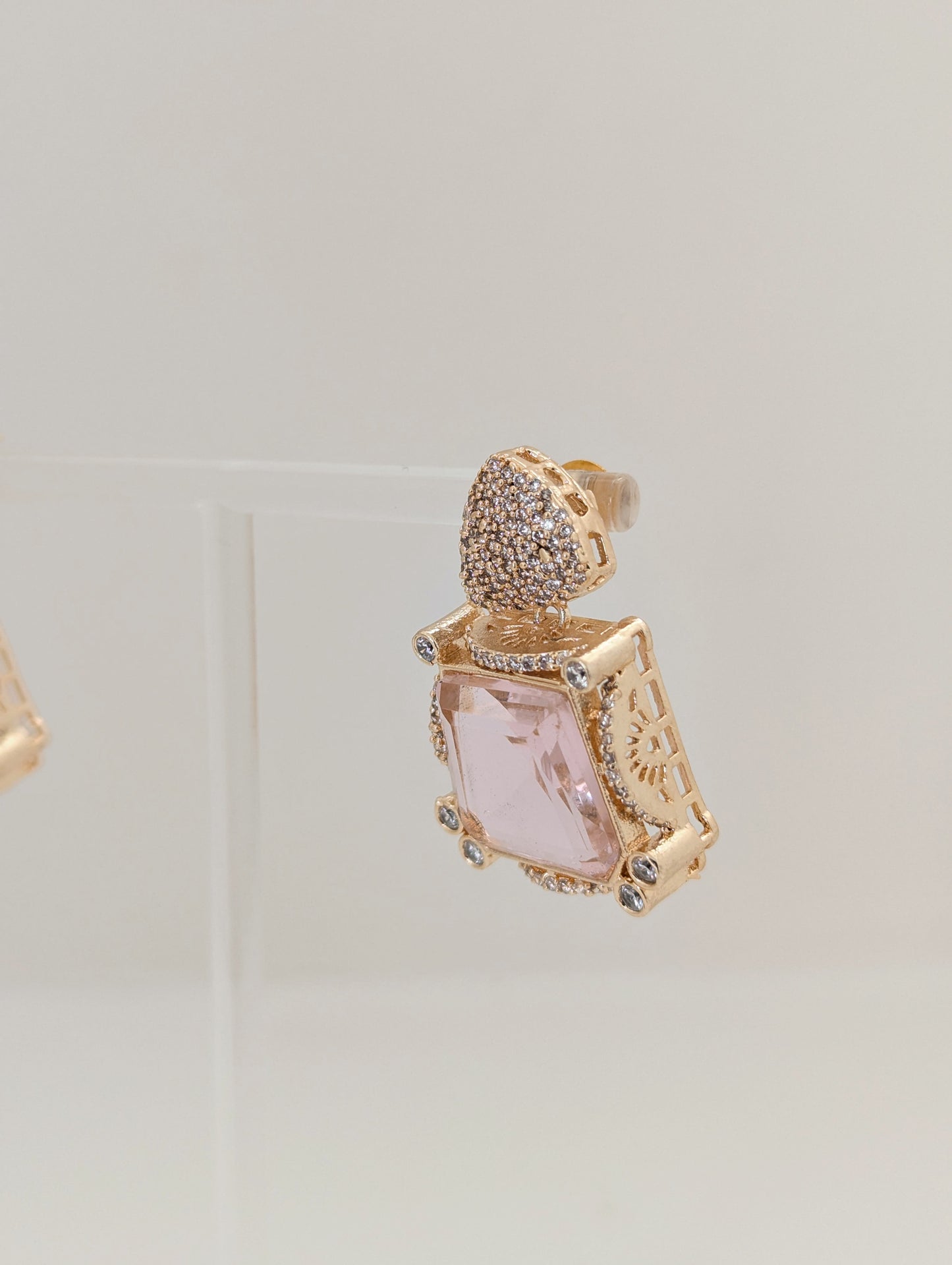 Prismatic Stone Earrings - Pink