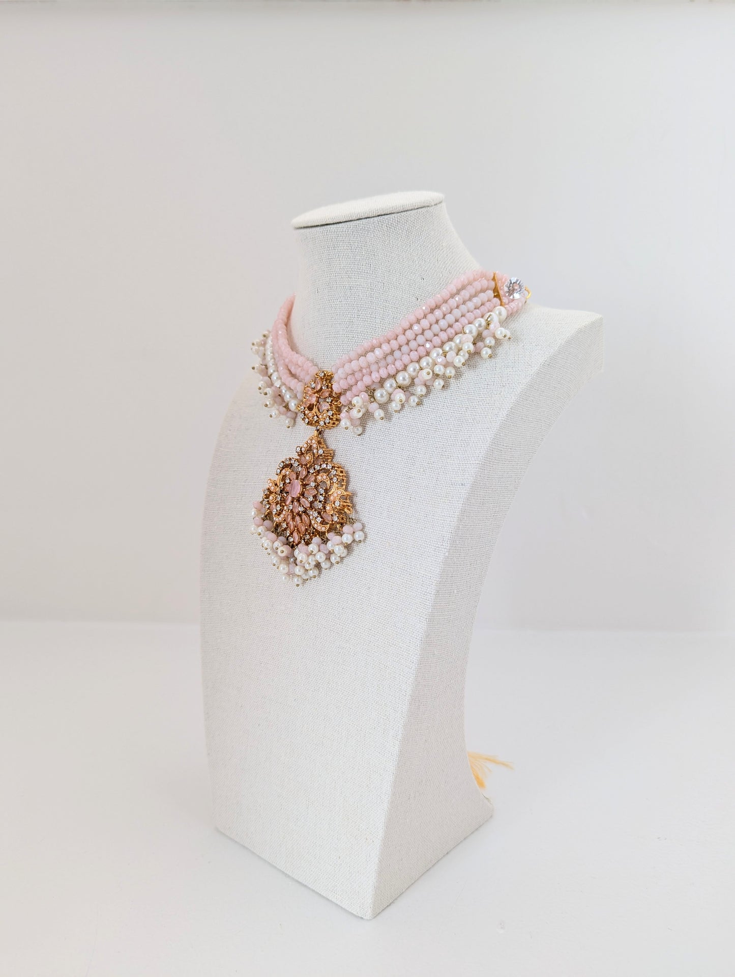 Rose Pearl Set with Rhinestones