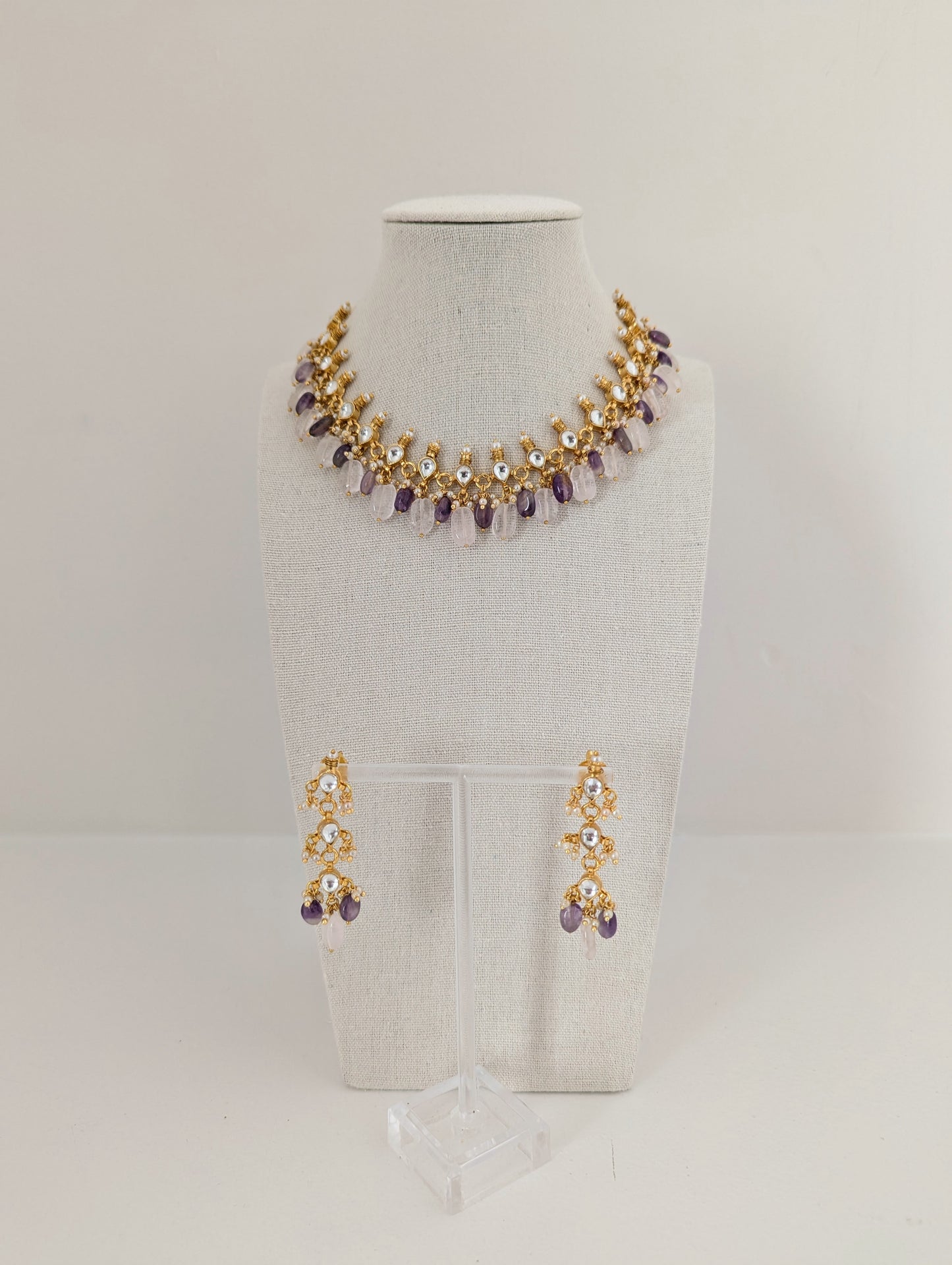 Pachi Kundan Set - Lavender Lustre