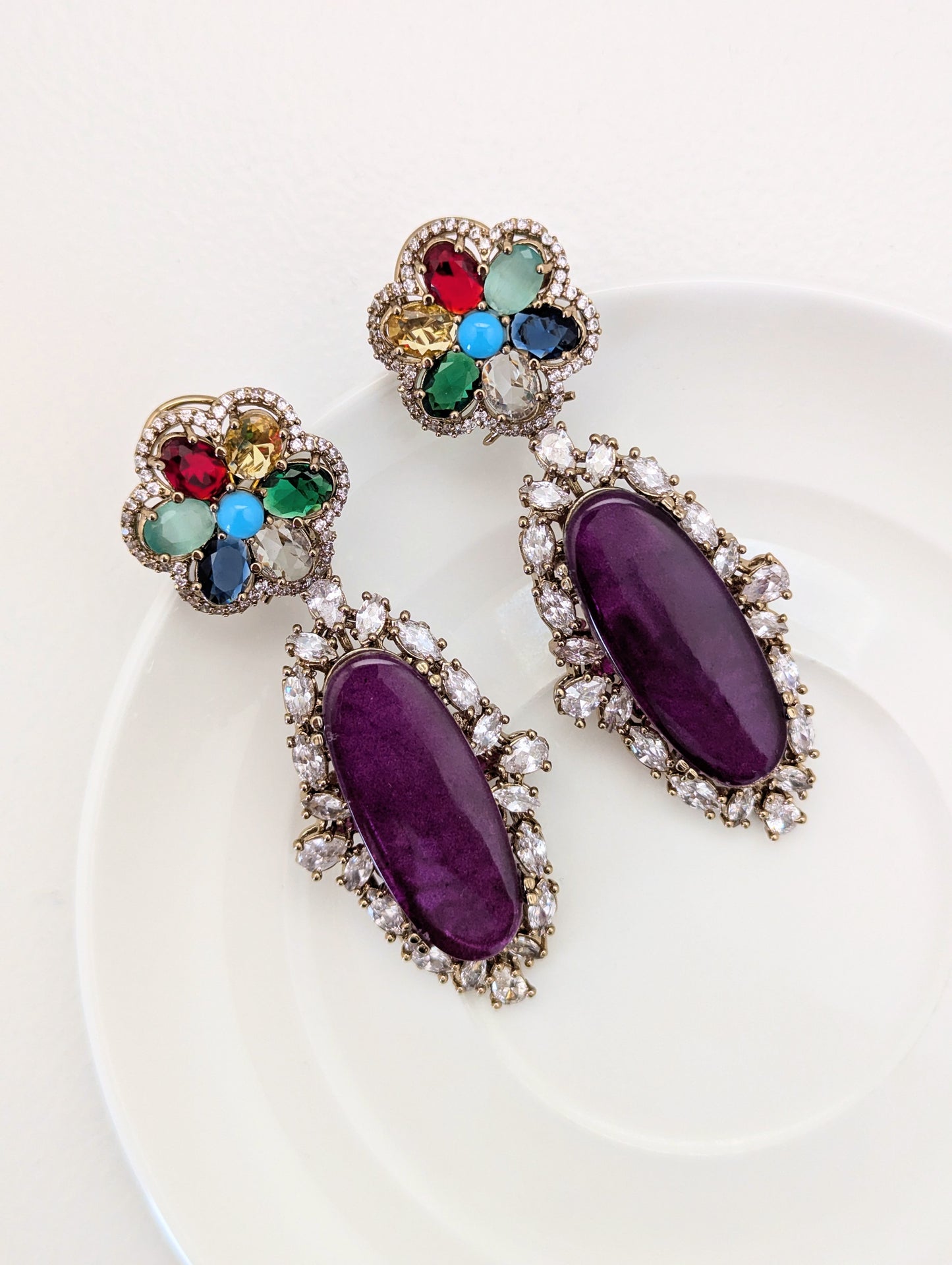 Rang Mahal Earrings - Dark Purple