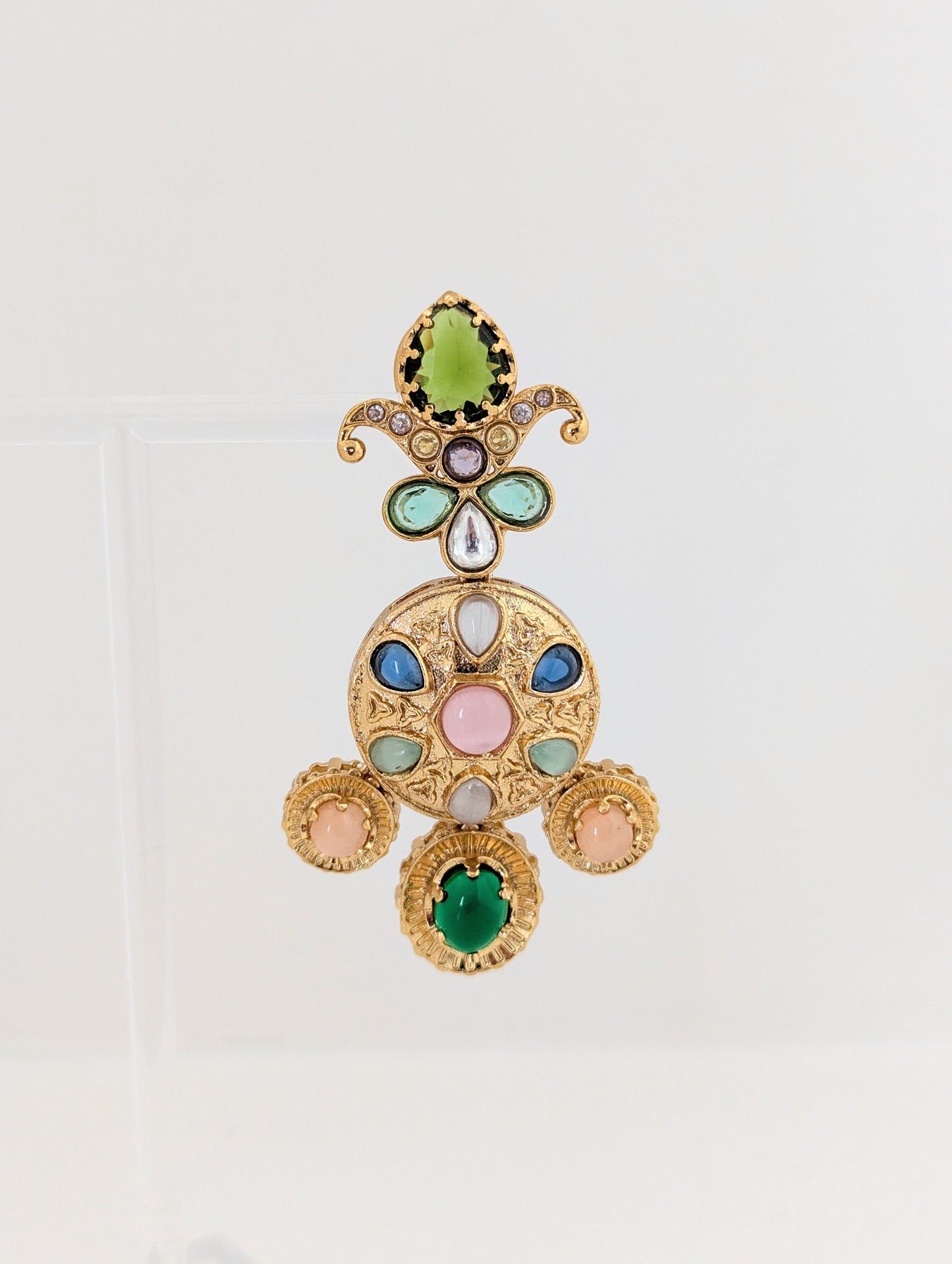 Aurora Charm Earrings (Green Stone)