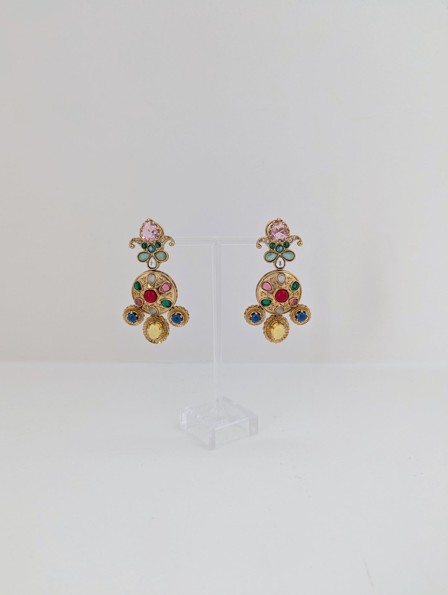 Aurora Charm Earrings - Pink Stone