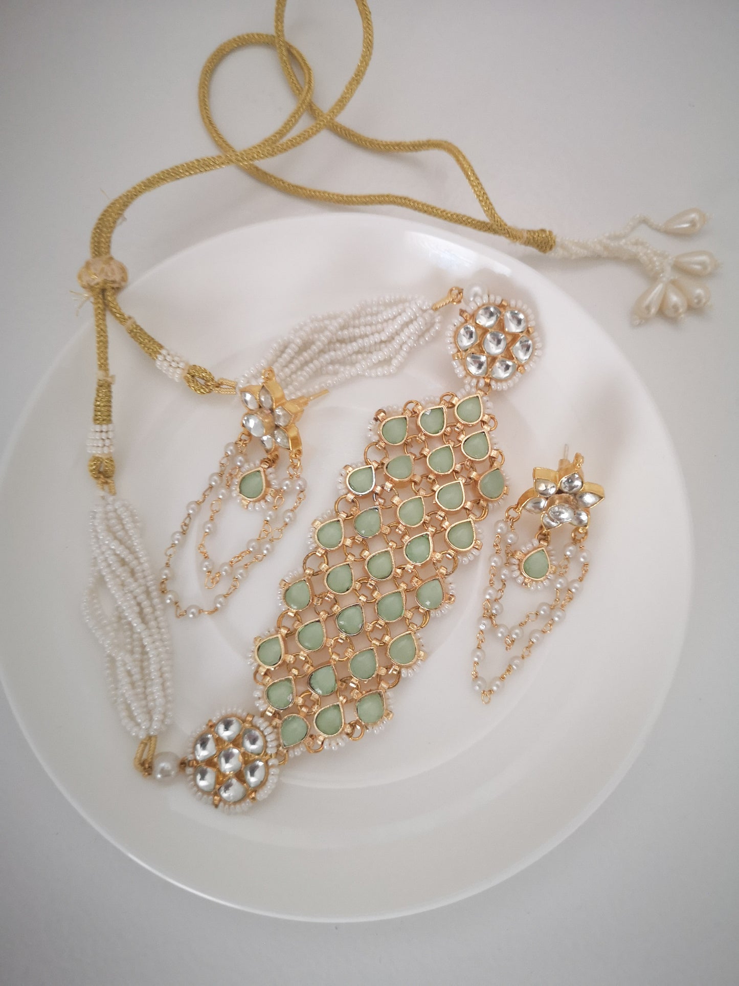 Pachi Kundan Collection - Mint Statement Choker Set