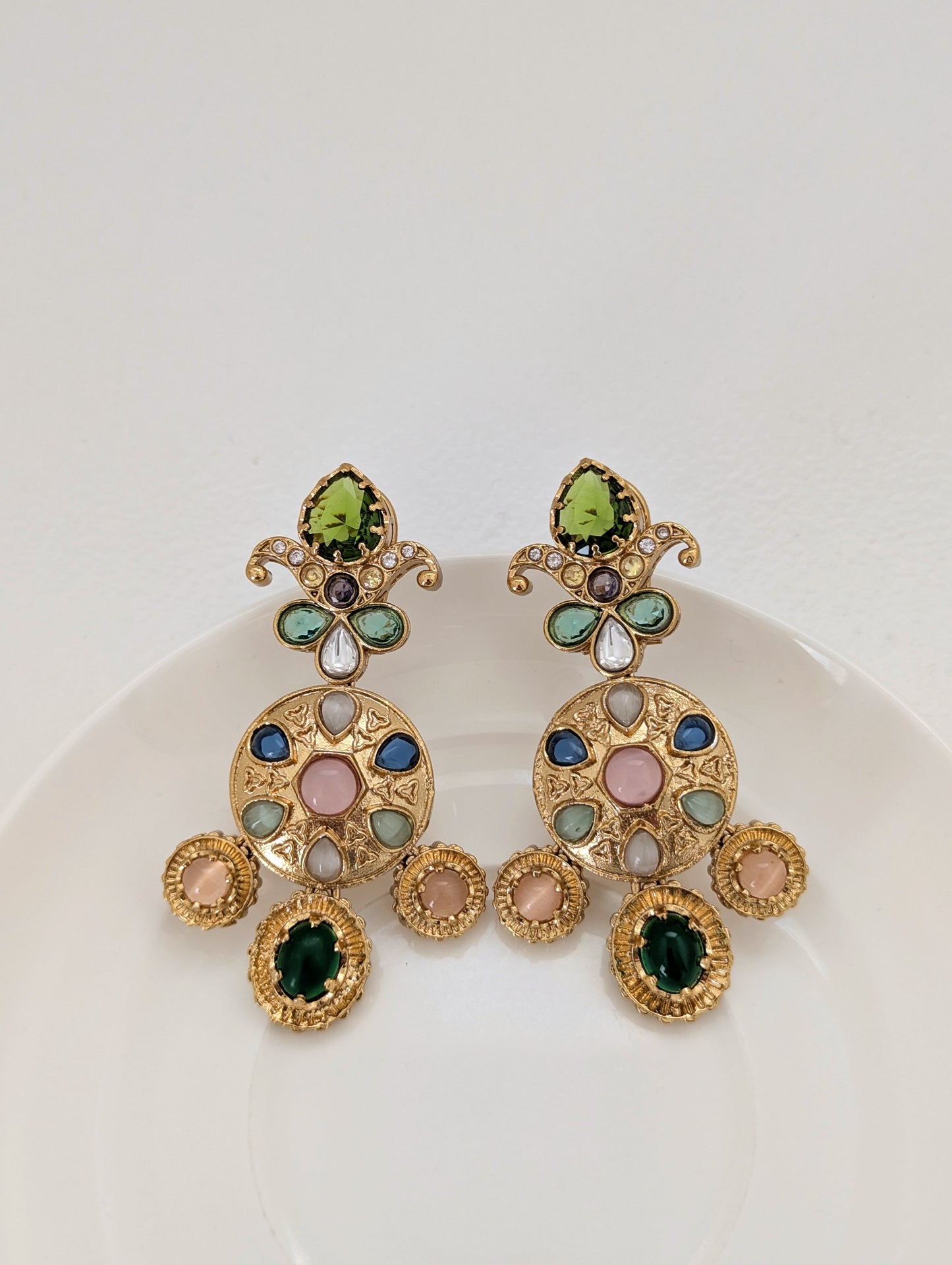 Aurora Charm Earrings (Green Stone)