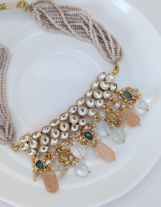 Pachi Kundan Set - Amber Dusk