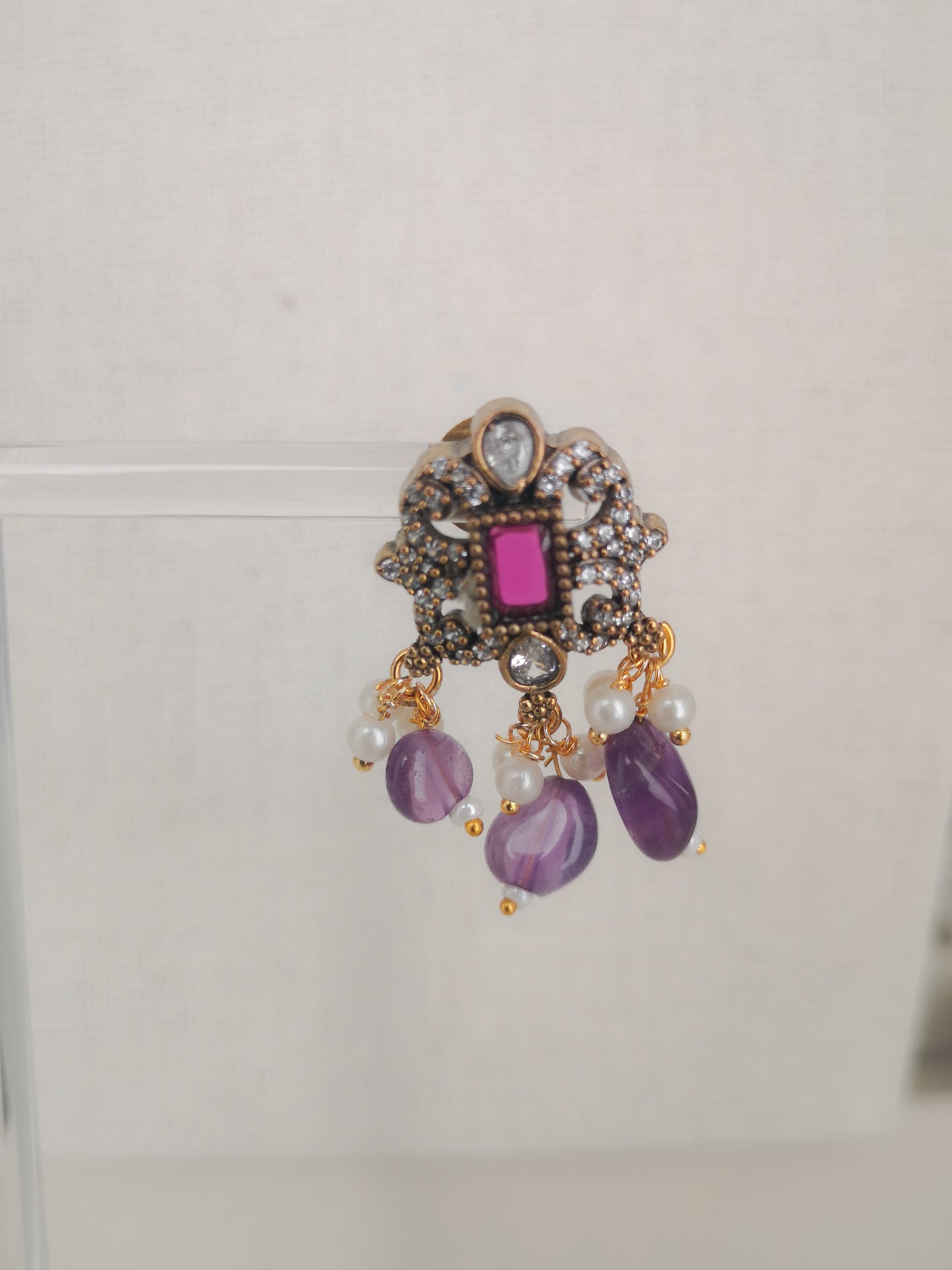 Victorian Choker Set - Purple (Earrings and Necklace) 15"inch