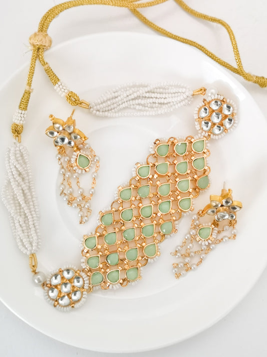 Pachi Kundan Collection - Mint Statement Choker Set