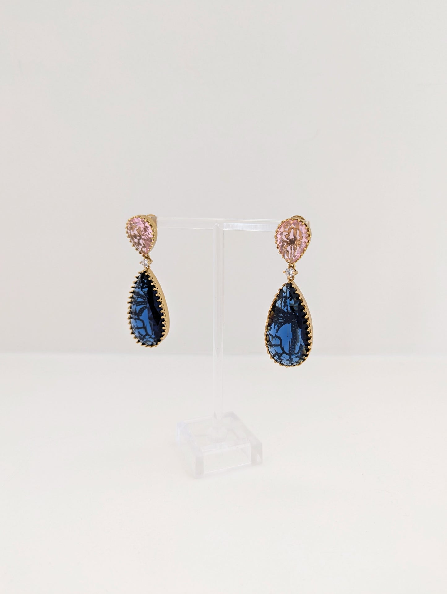 Elysia Earrings - Pink and Dark Blue