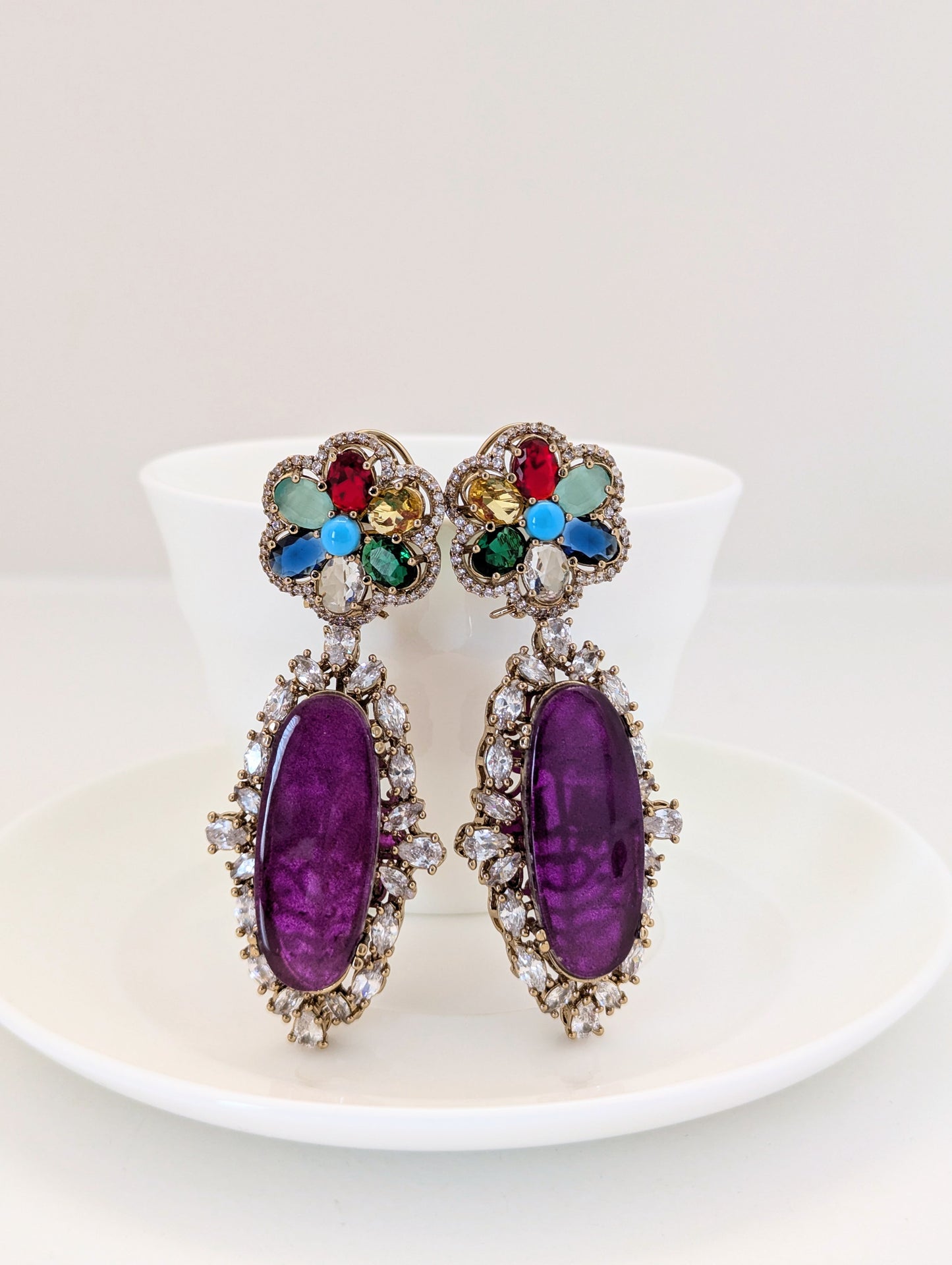 Rang Mahal Earrings - Dark Purple